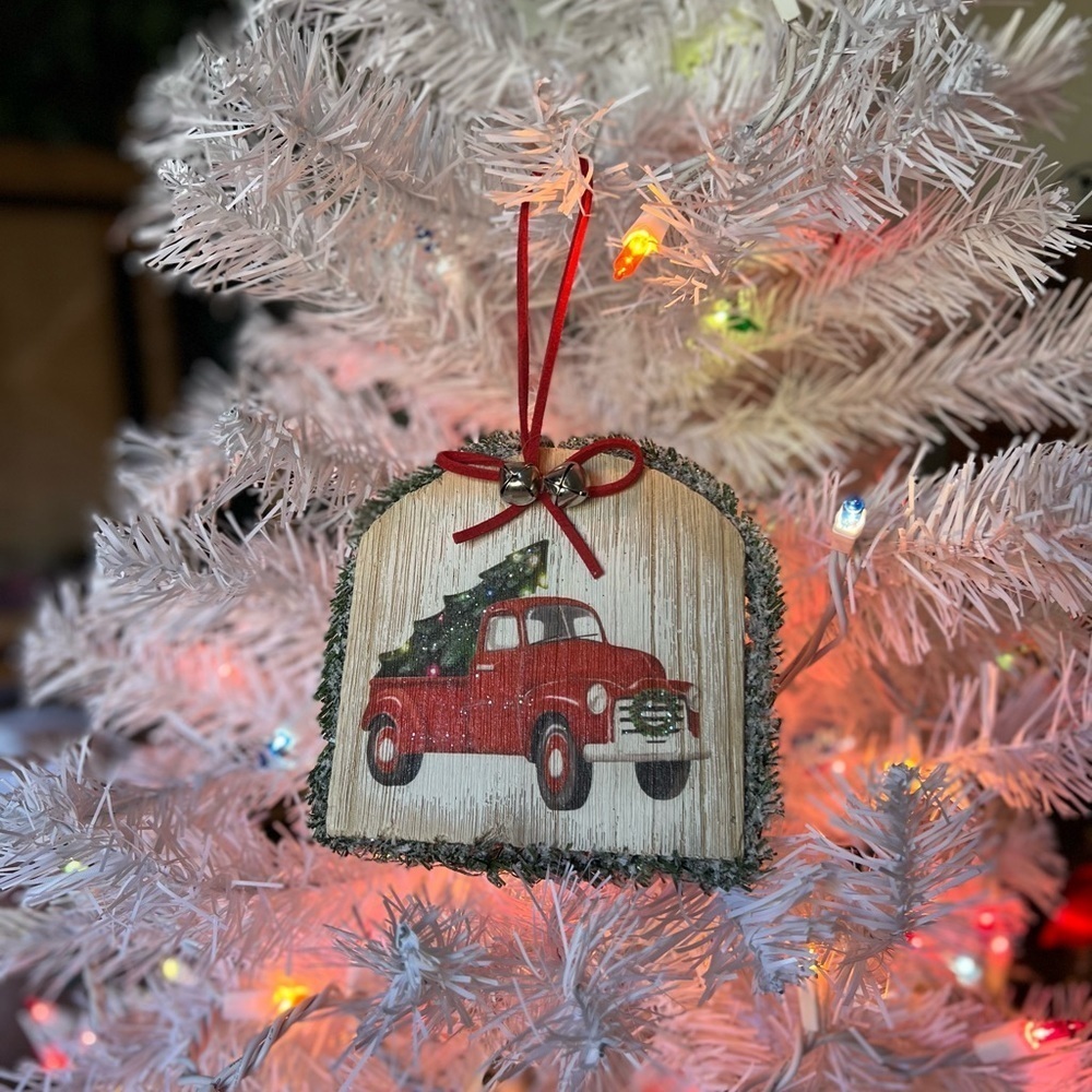 Vintage Rustic Christmas Red Truck Wooden Bell Christmas
Ornament